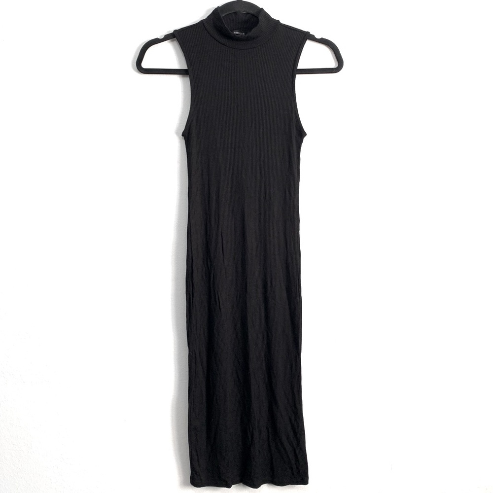 Forever 21 Mock Neck Sleeveless Ribbed Knit Midi Dress